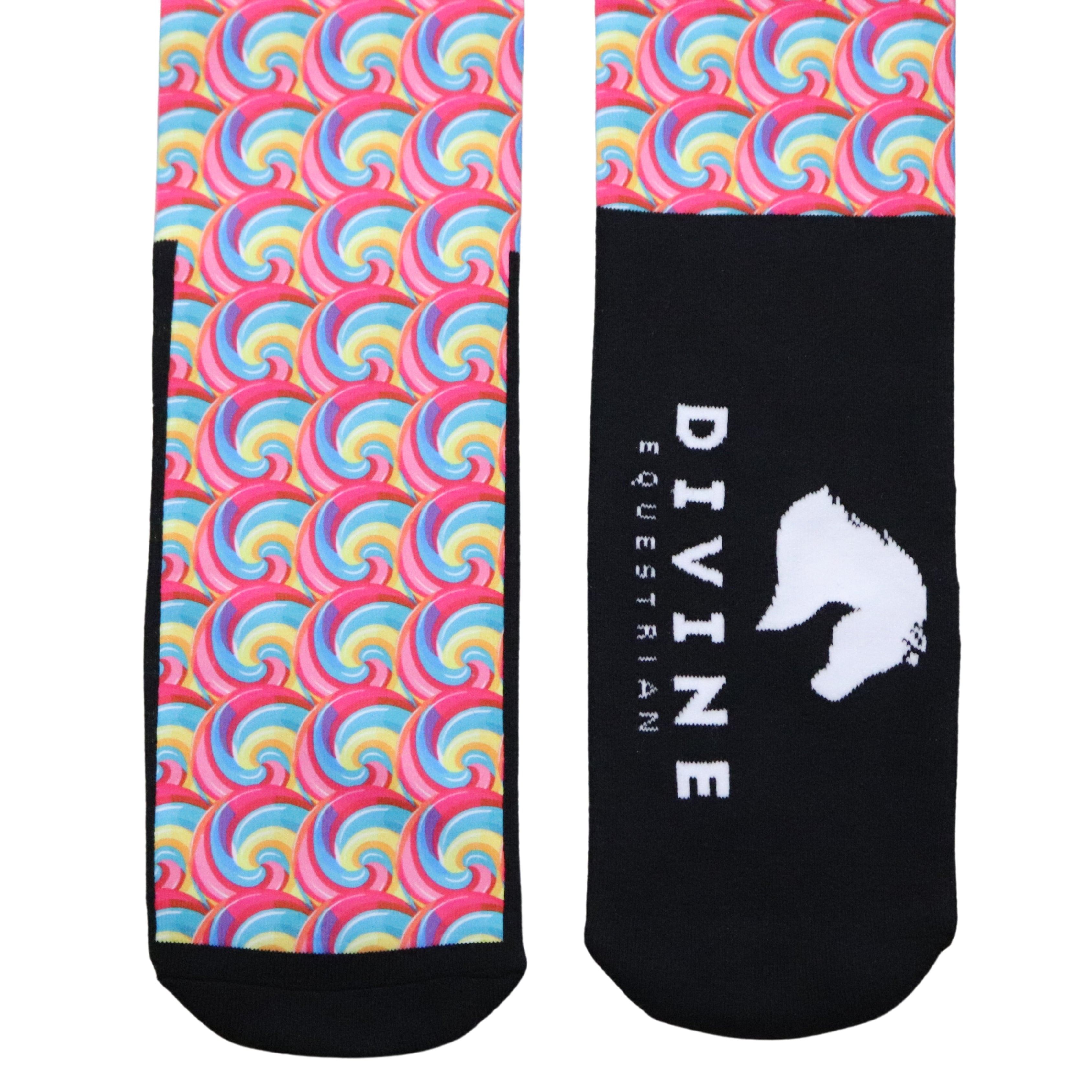 Divine Equestrian Lollipop Edition Socks Zoomed In | Divine Equestrian Affordable Riding Socks
