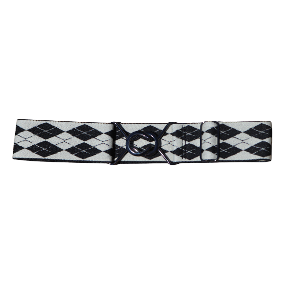 Snaffle Comfort Fit Belt - White and Black Argyle