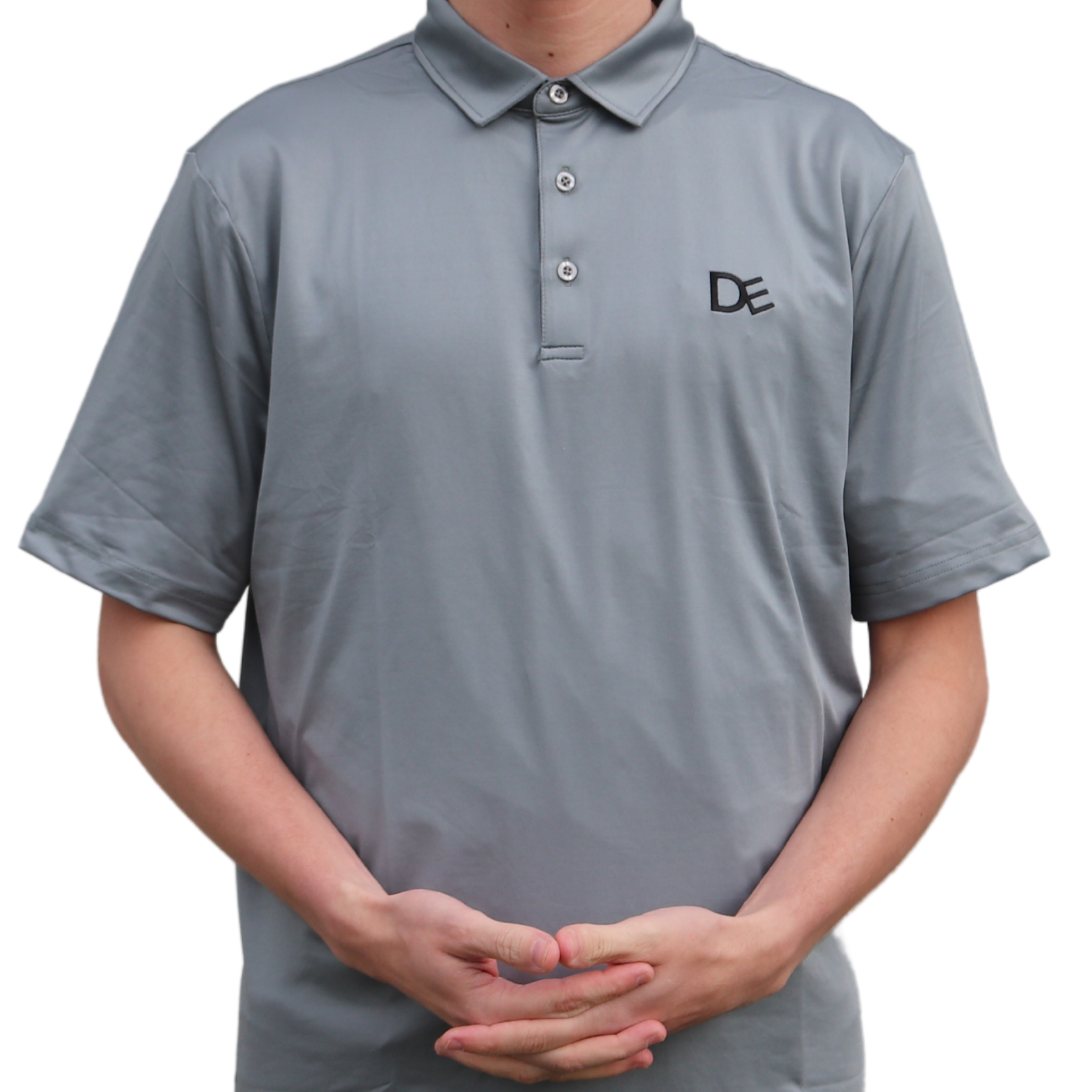 Gray Men's Polo Front | Divine Equestrian Affordable Men's Short Sleeve Riding Shirts