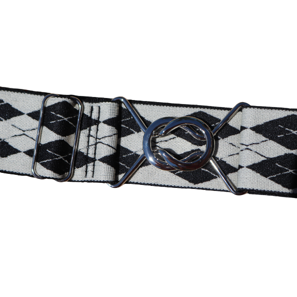 Snaffle Comfort Fit Belt - White and Black Argyle