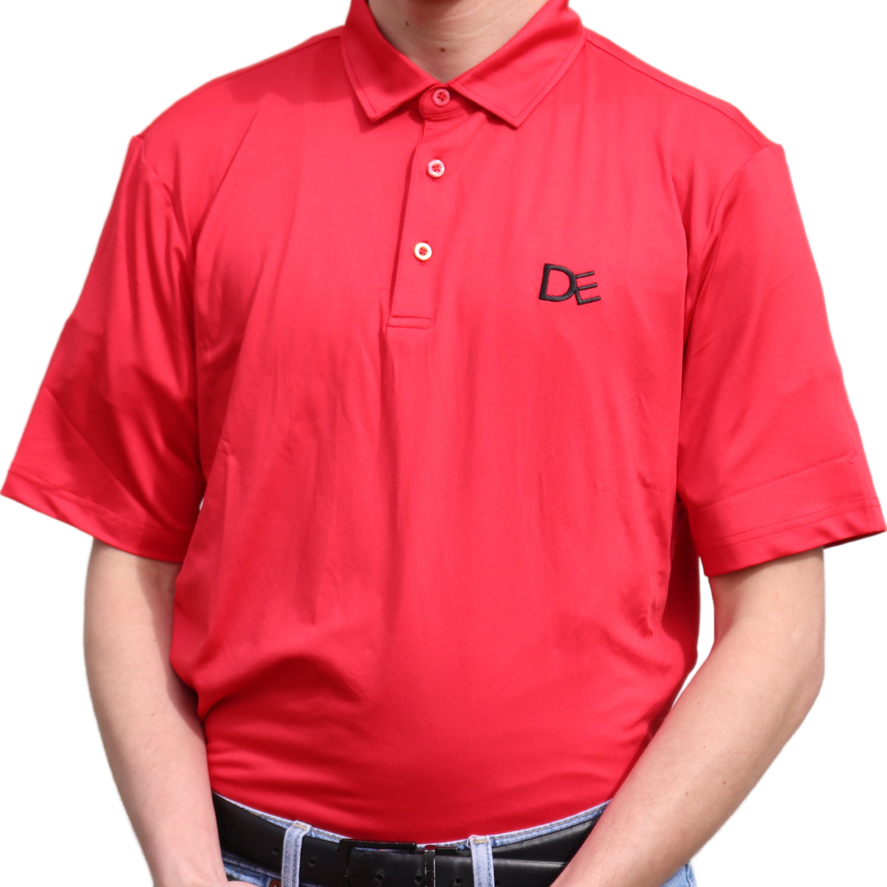 Red Men's Polo Front | Divine Equestrian Affordable Men's Short Sleeve Riding Shirts