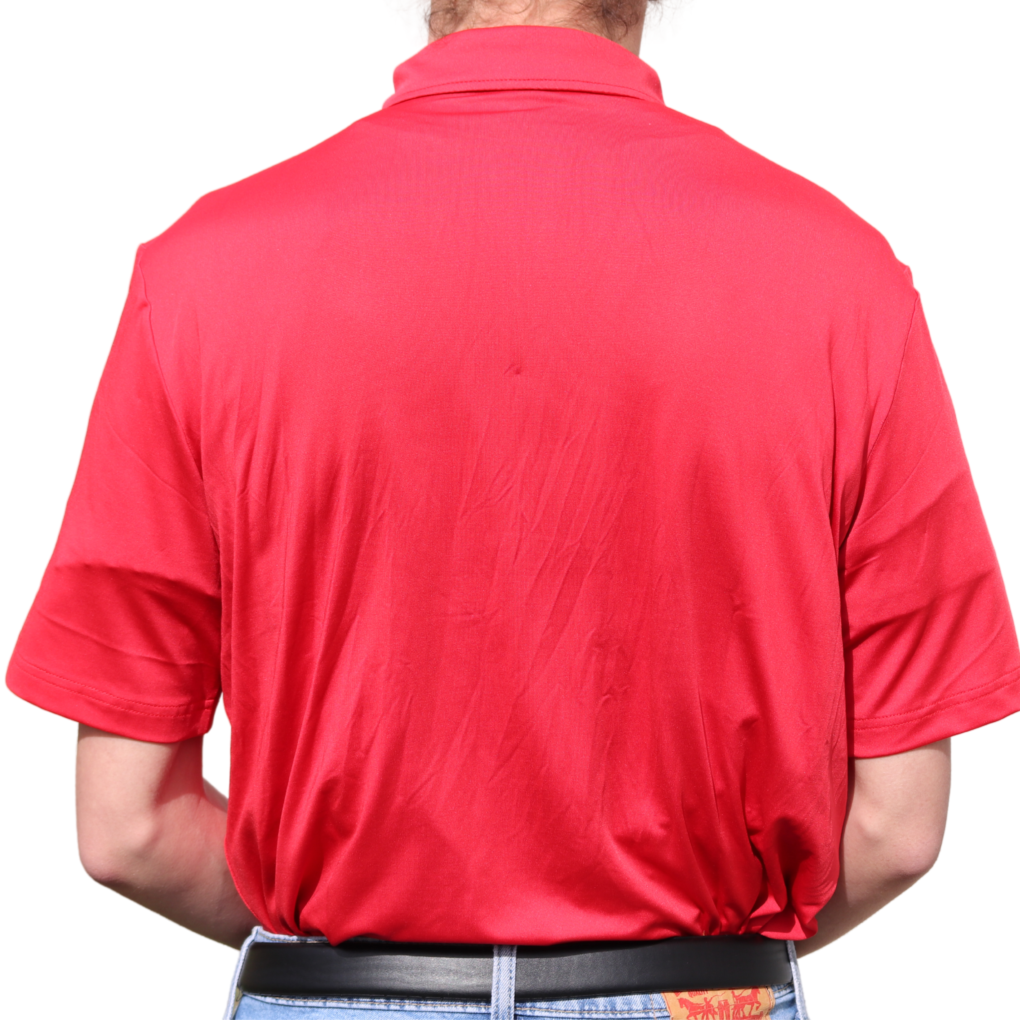 Red Men's Polo Back | Divine Equestrian Affordable Men's Short Sleeve Riding Shirts