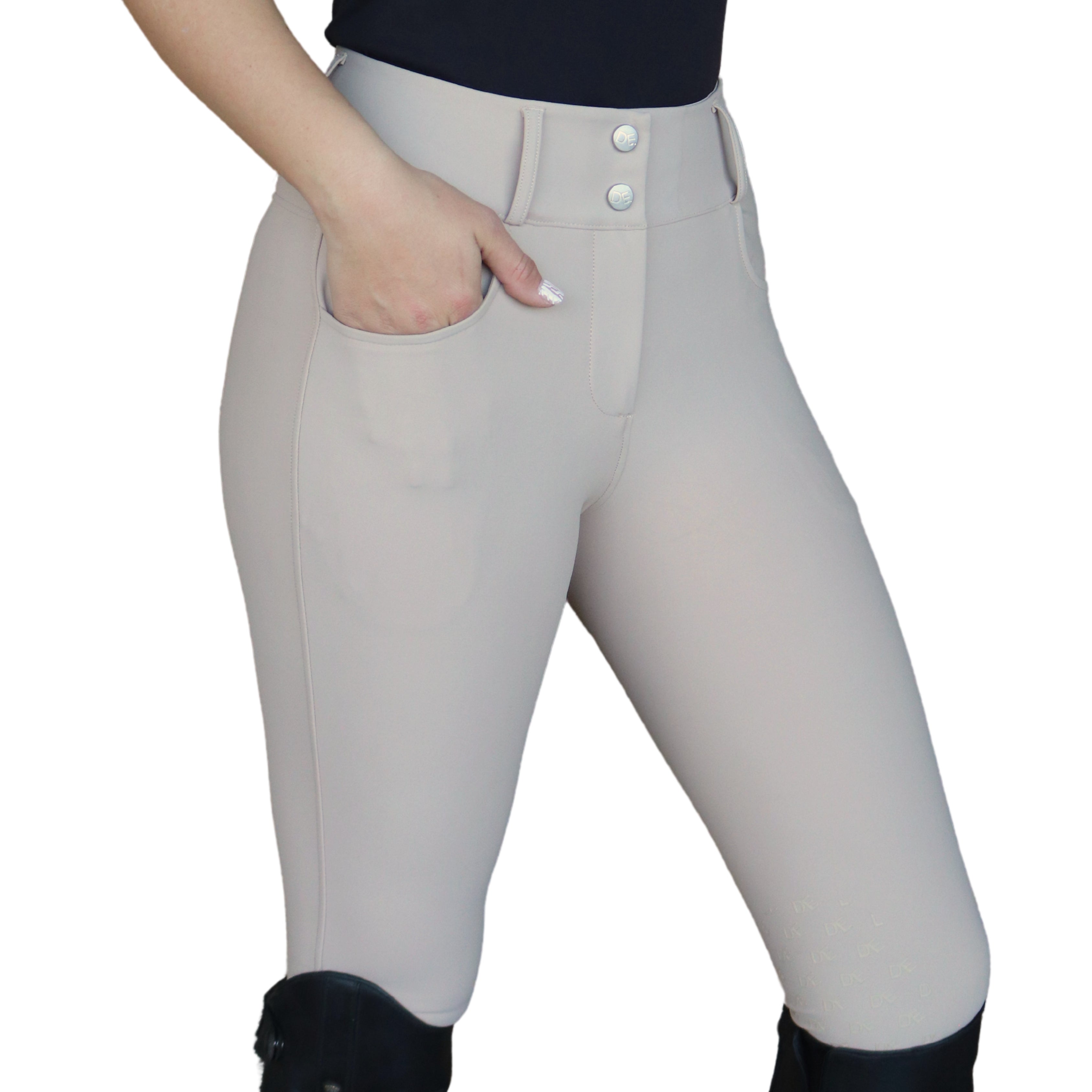 Beige Dignified Competition Breeches Side View | Divine Equestrian Affordable Riding Pants