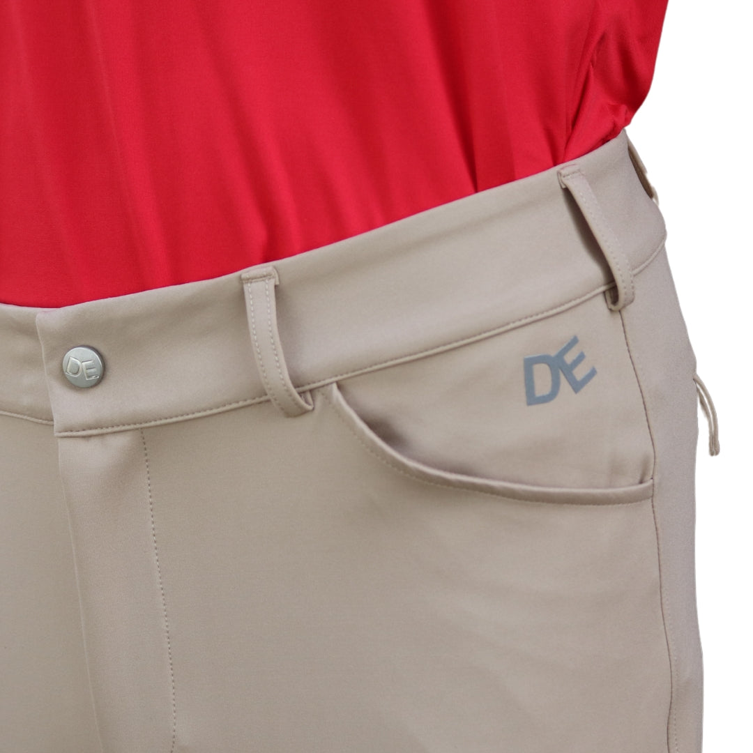 Beige Men's Competition Breeches Logo | Divine Equestrian Affordable Men's Riding Pants