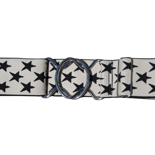 Snaffle Comfort Fit Belt - Cream with Black Stars (2" wide)