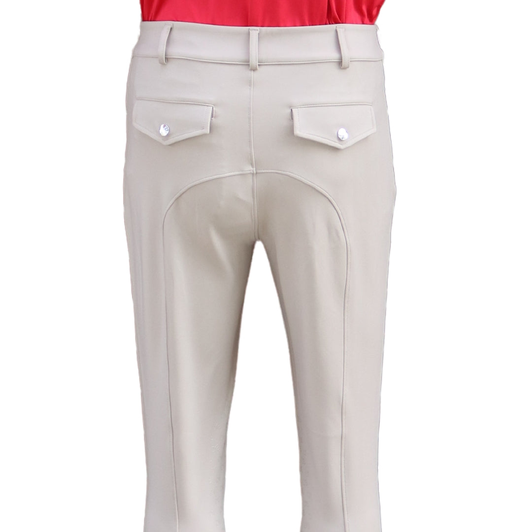 Beige Men's Competition Breeches Back View | Divine Equestrian Affordable Men's Riding Pants