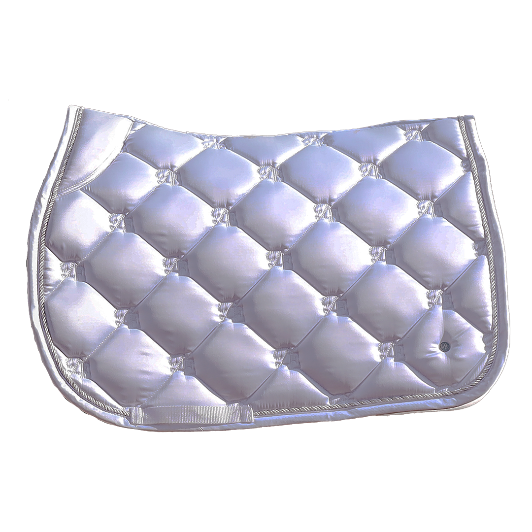 White Sovereign Saddle Pad Full Left Side | Divine Equestrian Affordable Saddle Pad
