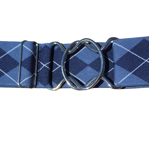 Snaffle Comfort Fit Belt - Blue Argyle