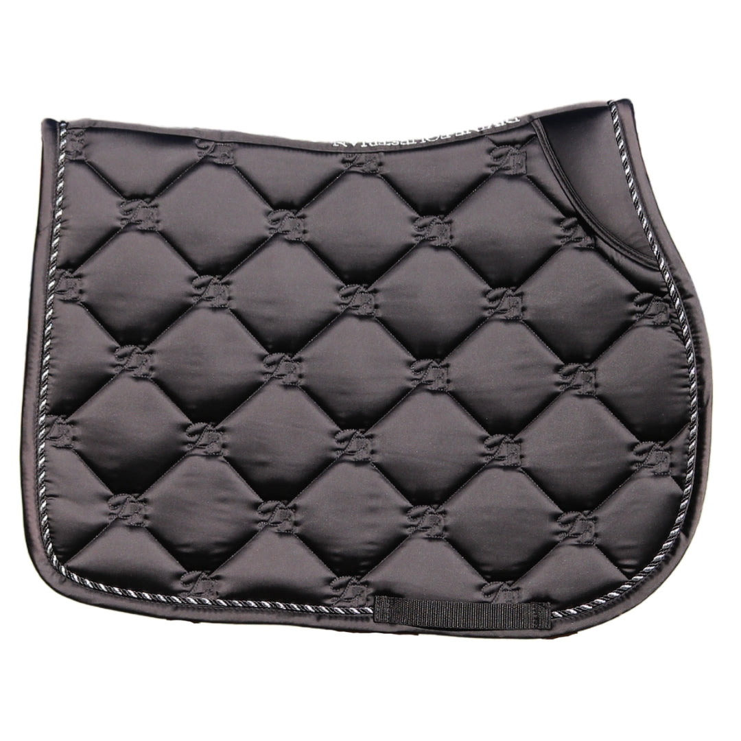 Black Sovereign Saddle Pad Full Right Side | Divine Equestrian Affordable Saddle Pad