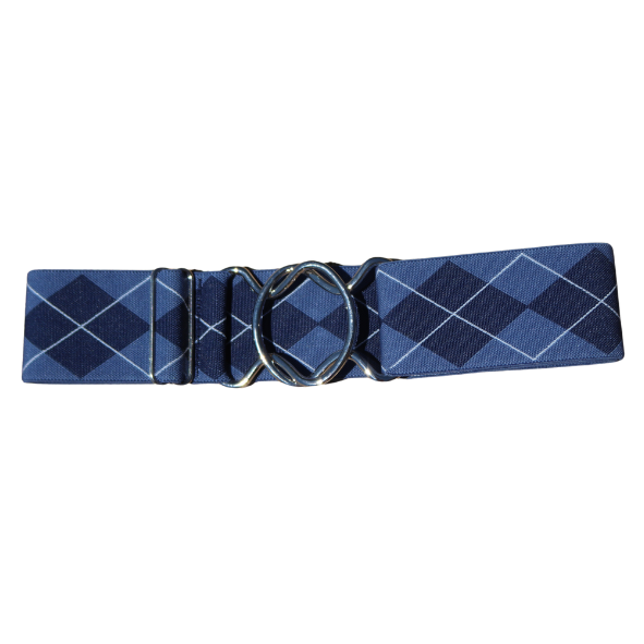 Snaffle Comfort Fit Belt - Blue Argyle