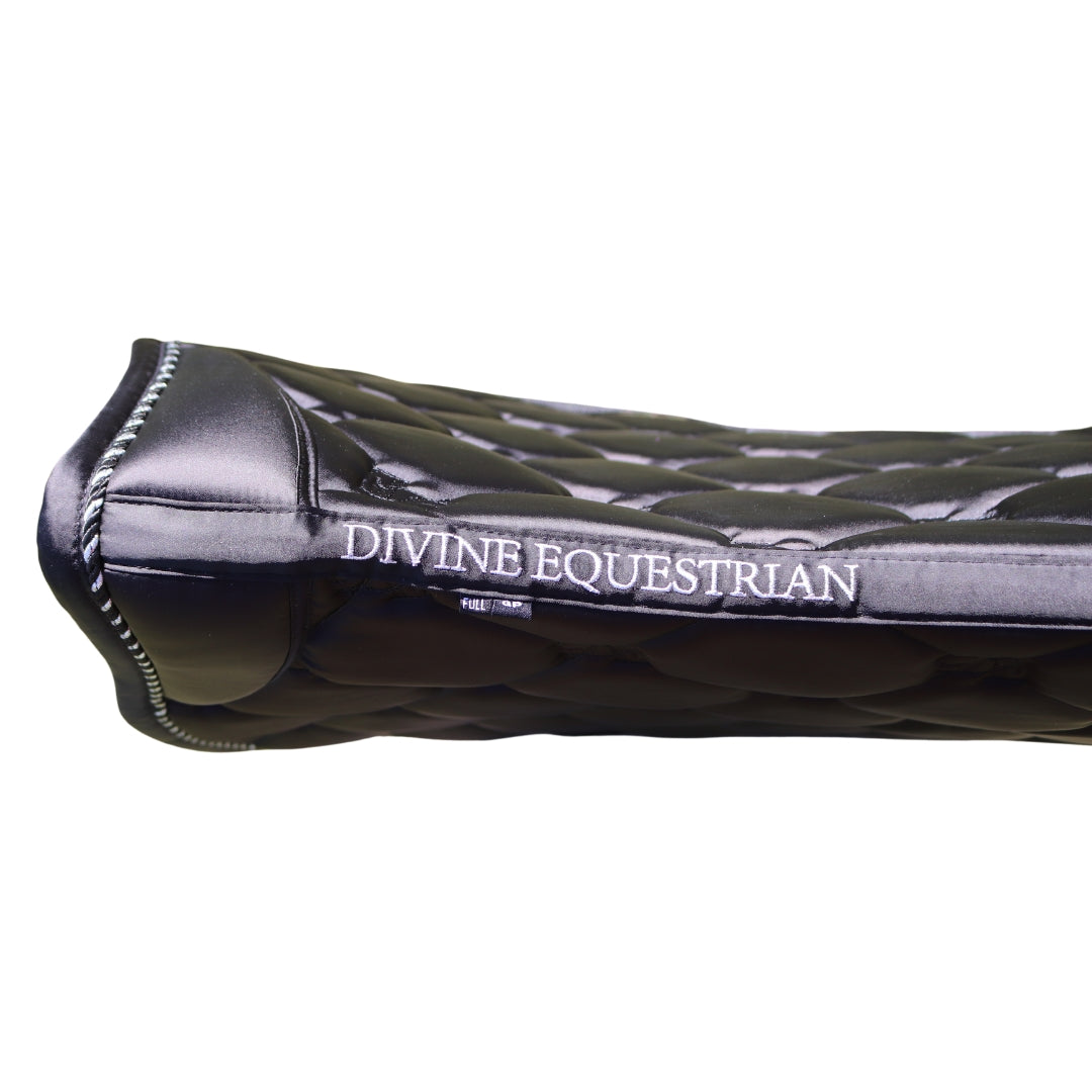 Black Sovereign Saddle Pad Signature Embroidery | Divine Equestrian Affordable Saddle Pad