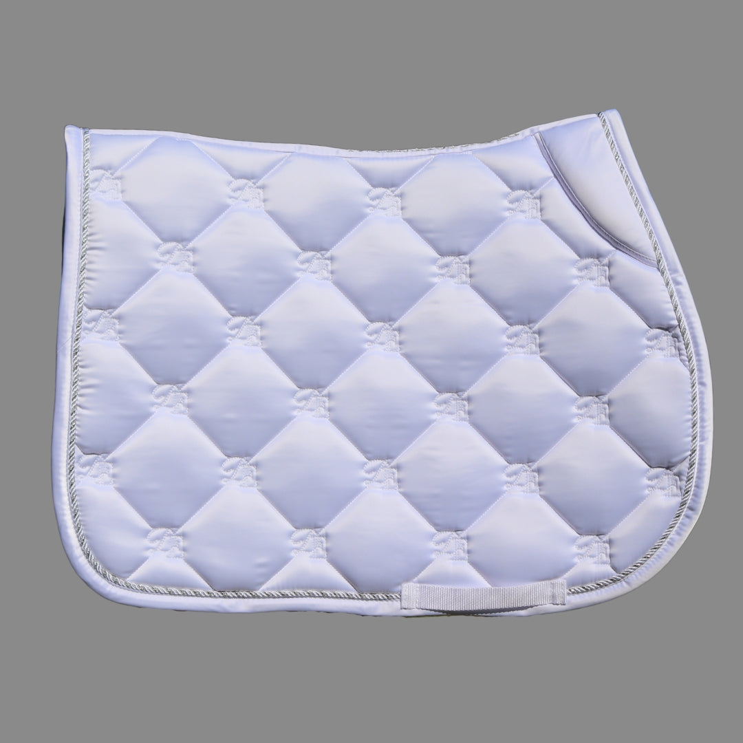 White Sovereign Saddle Pad Full Right Side | Divine Equestrian Affordable Saddle Pad