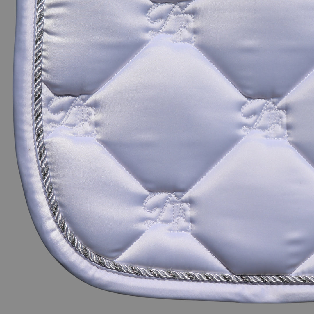White Sovereign Saddle Pad Signature Quilting | Divine Equestrian Affordable Saddle Pad
