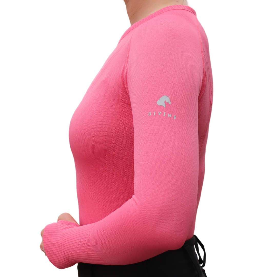 Flamingo Pink Side | Divine Equestrian Affordable Riding Shirts