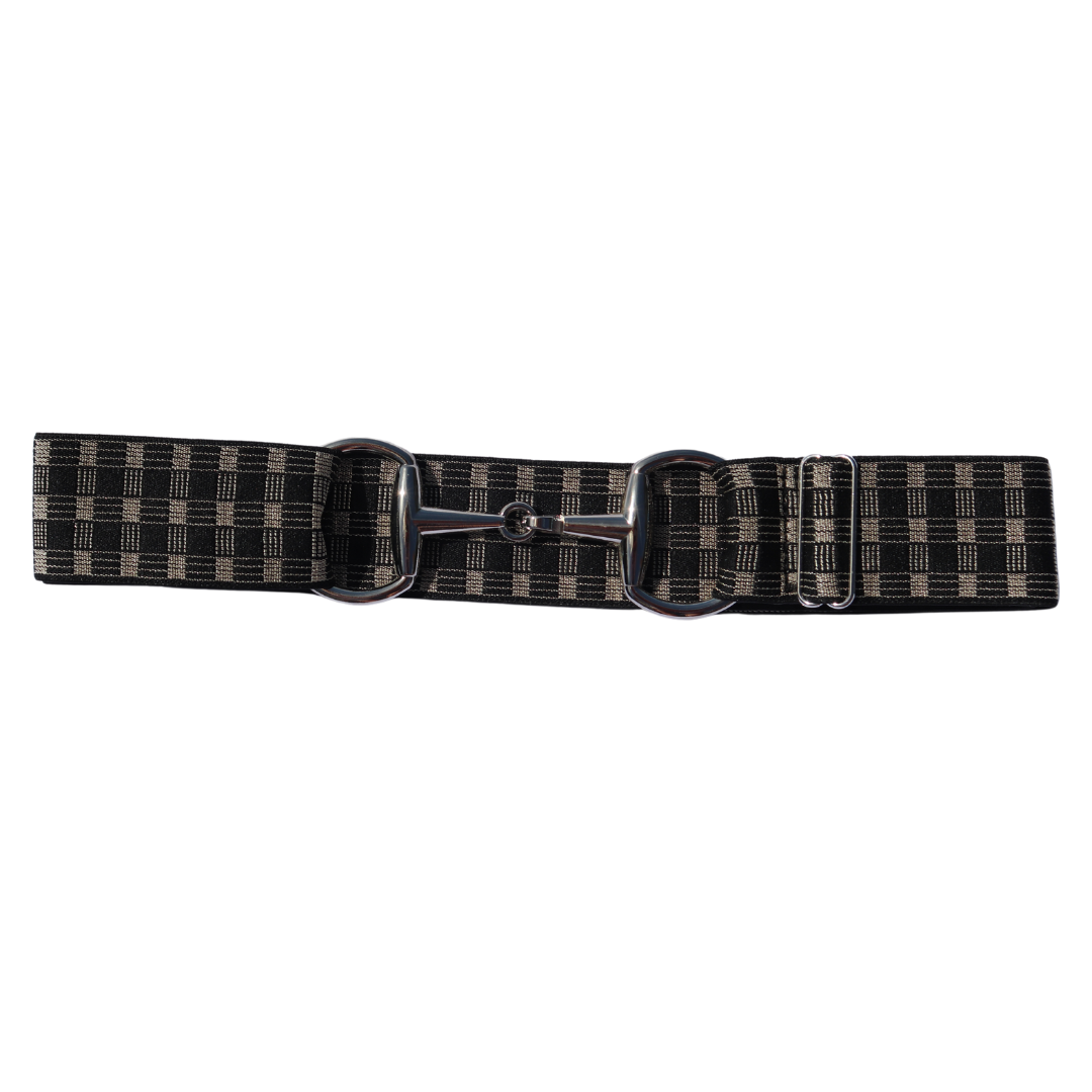 Black and White Checkered Comfort Fit Belt | Divine Equestrian Affordable Elastic Riding Belts