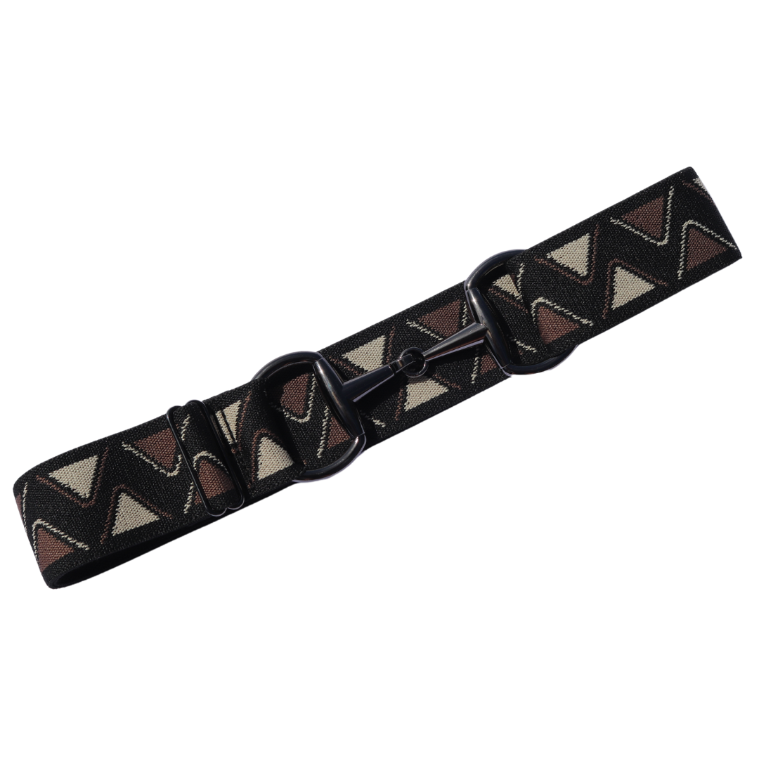 Black, Brown, and Cream Wave Comfort Fit Belt | Divine Equestrian Affordable Elastic Riding Belts