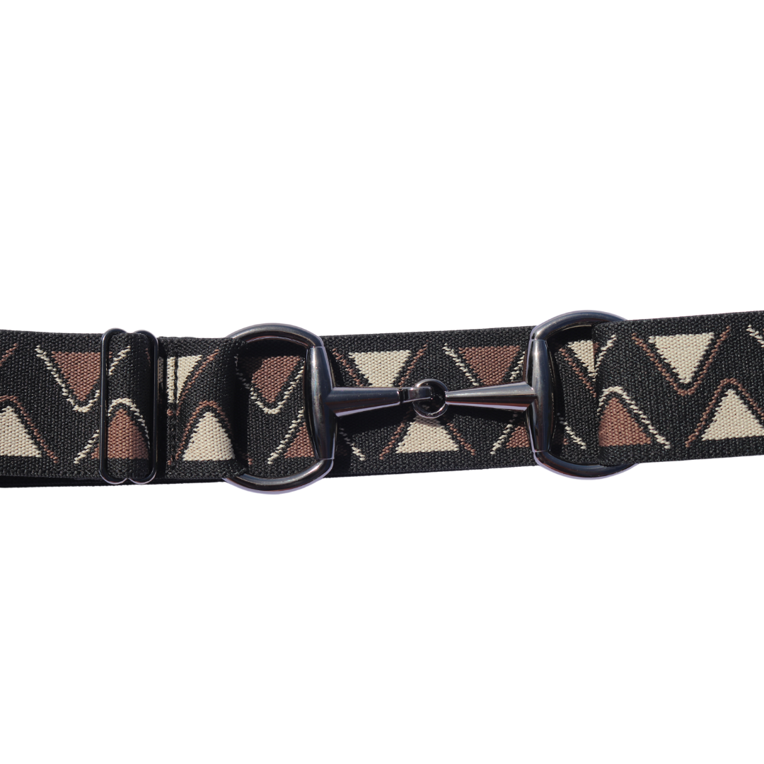 Black, Brown, and Cream Wave Comfort Fit Belt Black Snaffle | Divine Equestrian Affordable Elastic Riding Belts