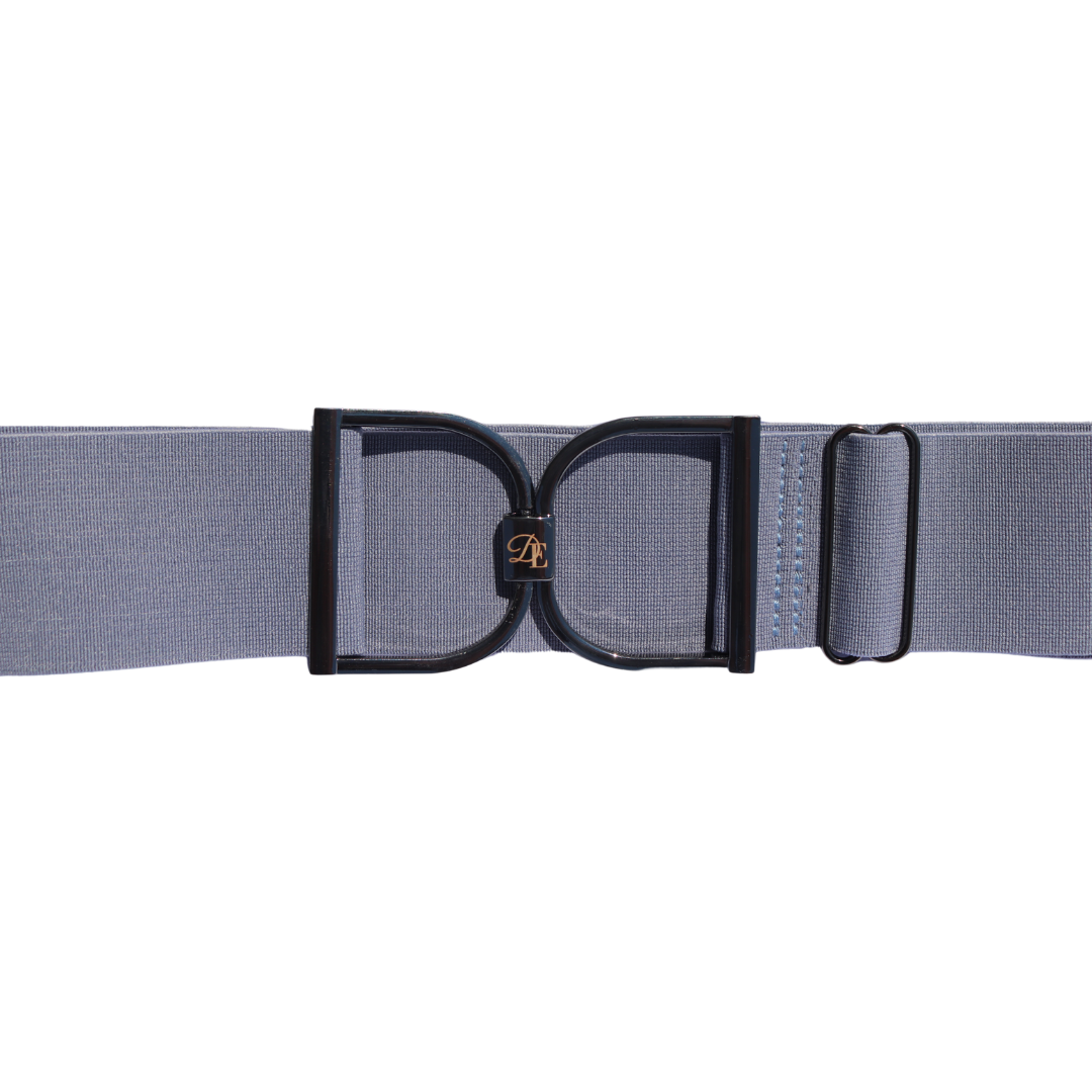 Misty Gray Comfort Fit Belt with Black Engraved "DE" Stirrup