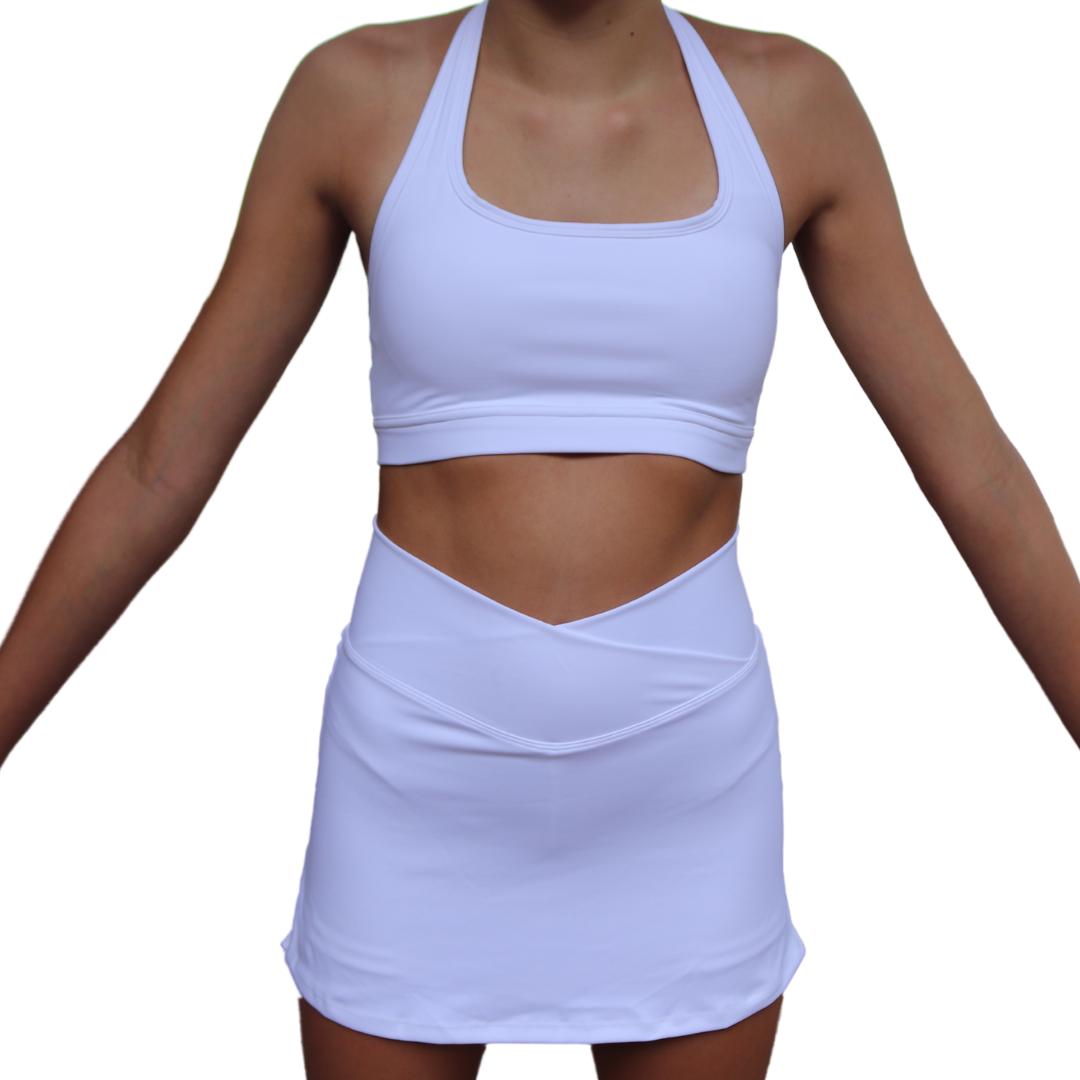 Halter SportsBra - White