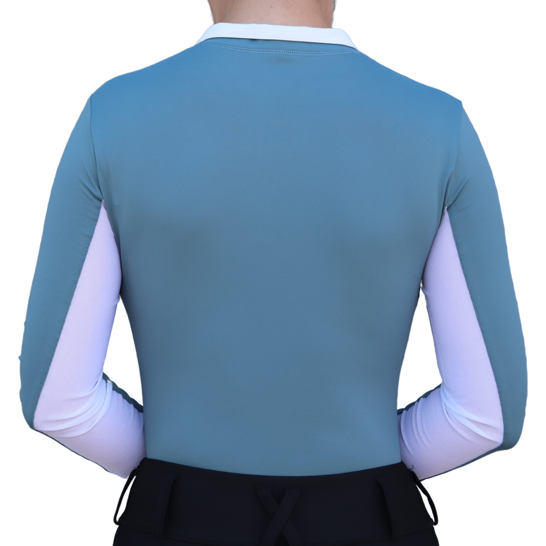 Steel Blue Sweet Lady Sun Shirt Back | Divine Equestrian Affordable Women's Long Sleeve Riding Shirts