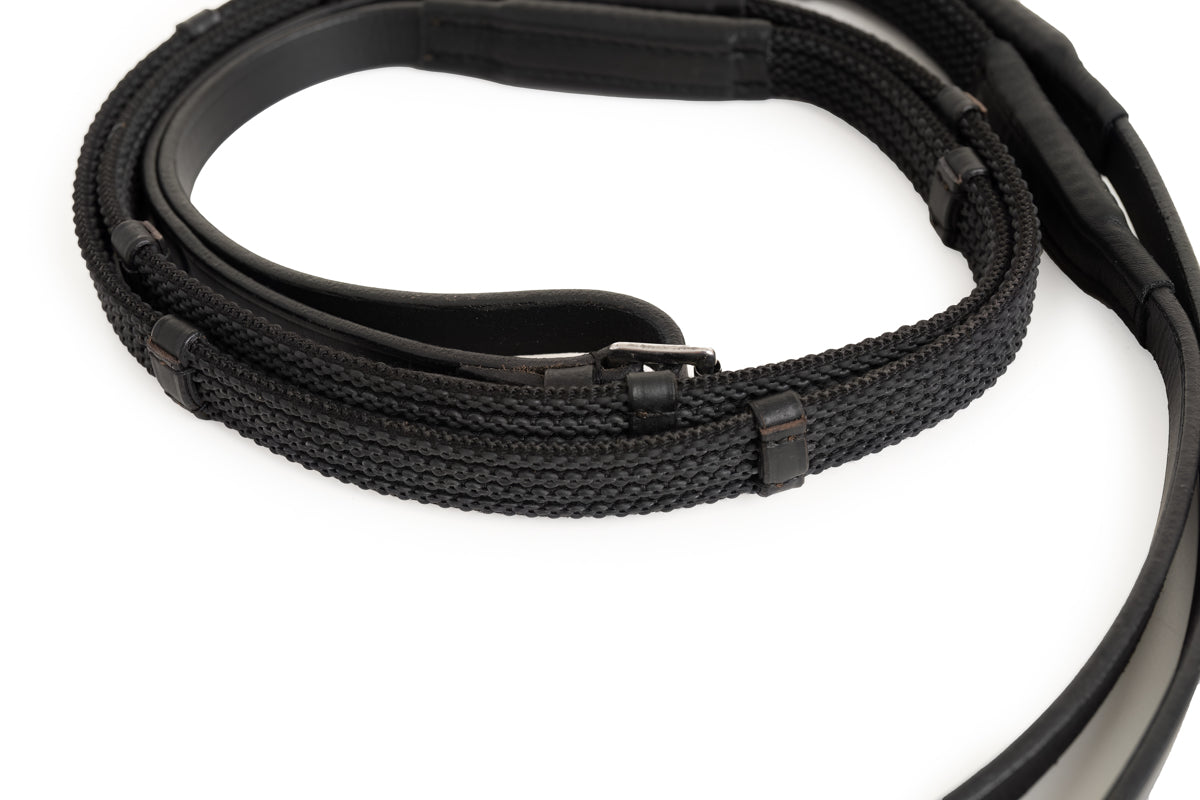 Sure Grip Rubber Reins with 4" Rein Stops-Superb Slim Rubber Woven Grip