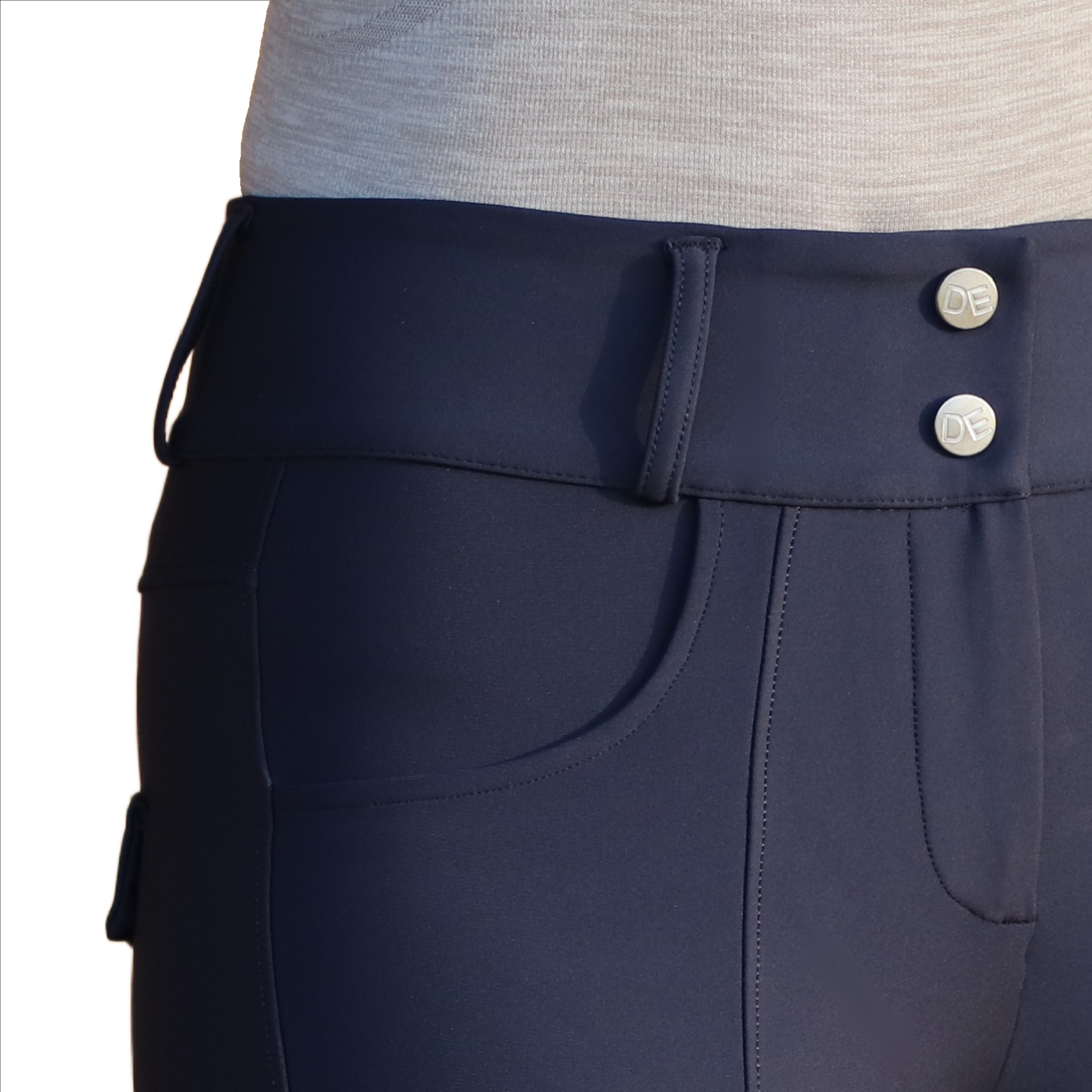 Navy Dignified Competition Breeches Front Buttons | Divine Equestrian Affordable Riding Pants