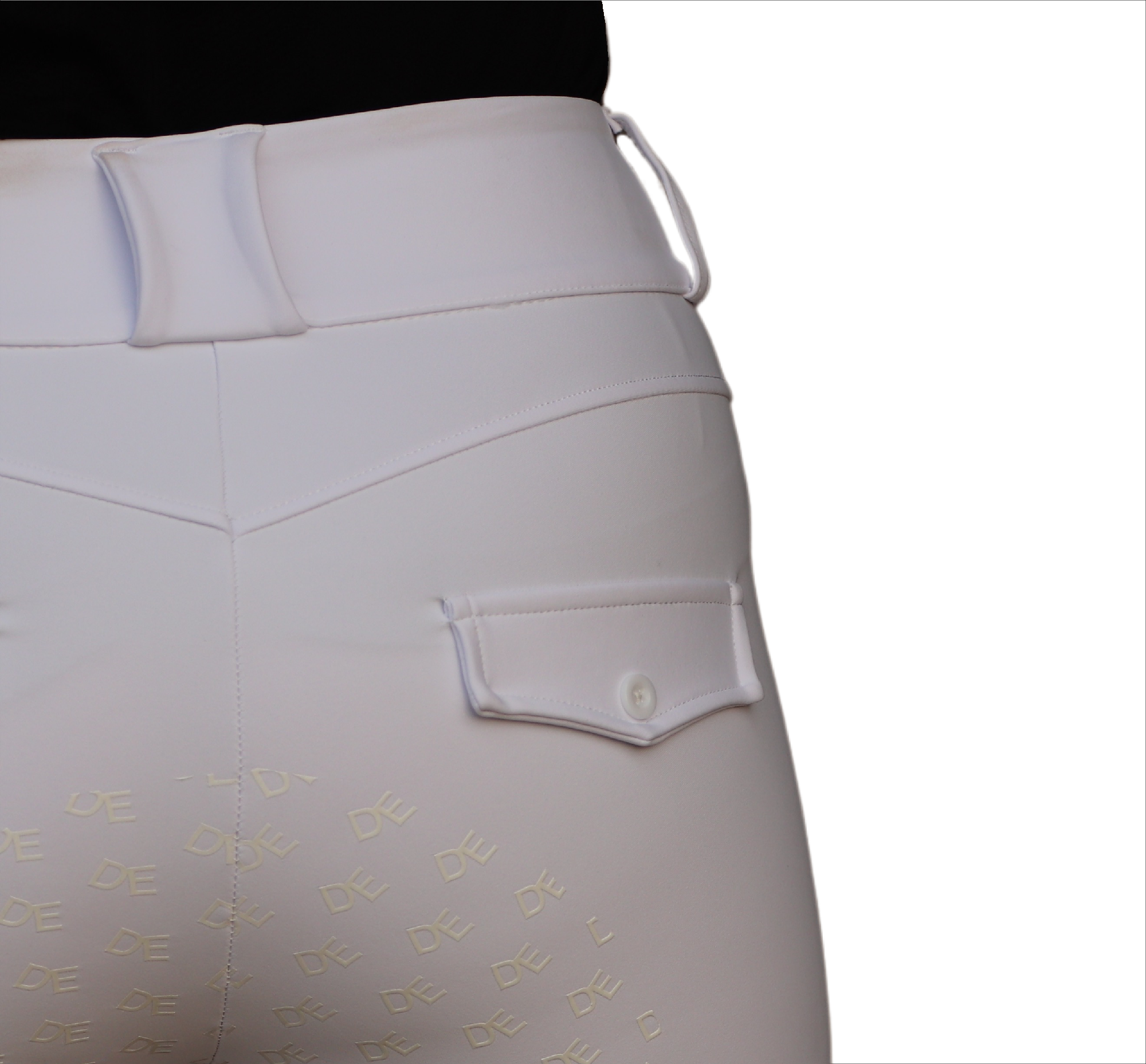 White Dignified Competition Breeches Back Pocket | Divine Equestrian Affordable Riding Pants