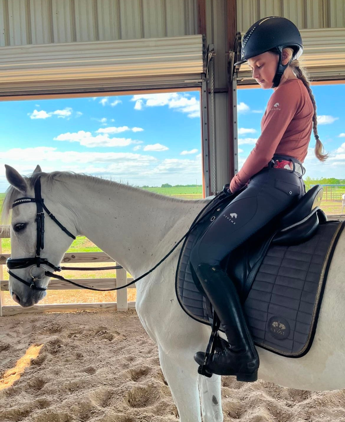 mocha affordable long sleeve athletic shirt for equestrian riding