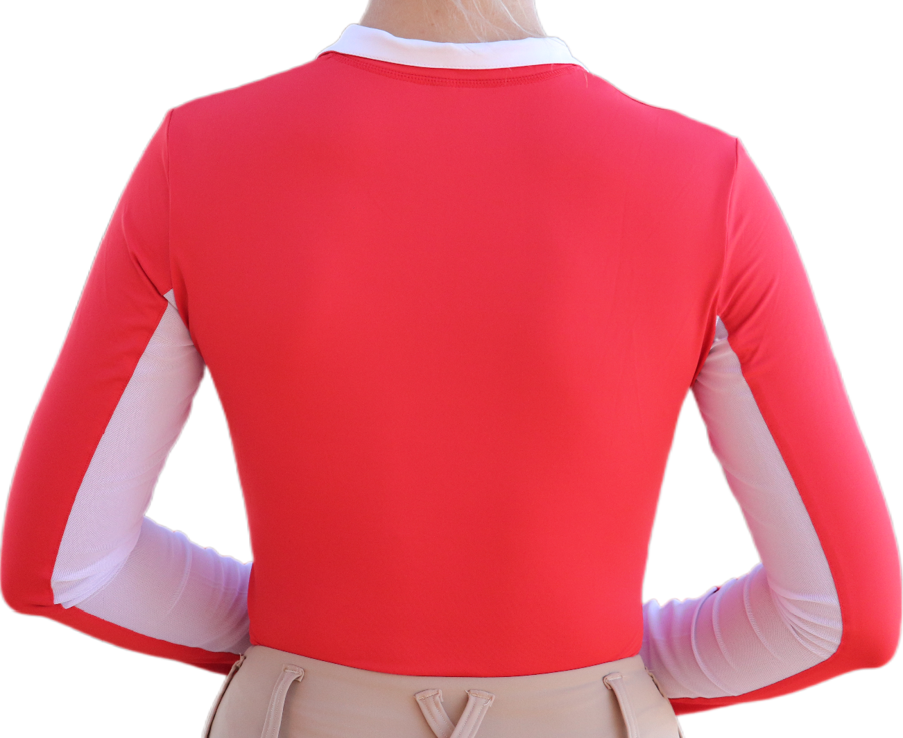 Red Sweet Lady Sun Shirt Back | Divine Equestrian Affordable Women's Long Sleeve Riding Shirts