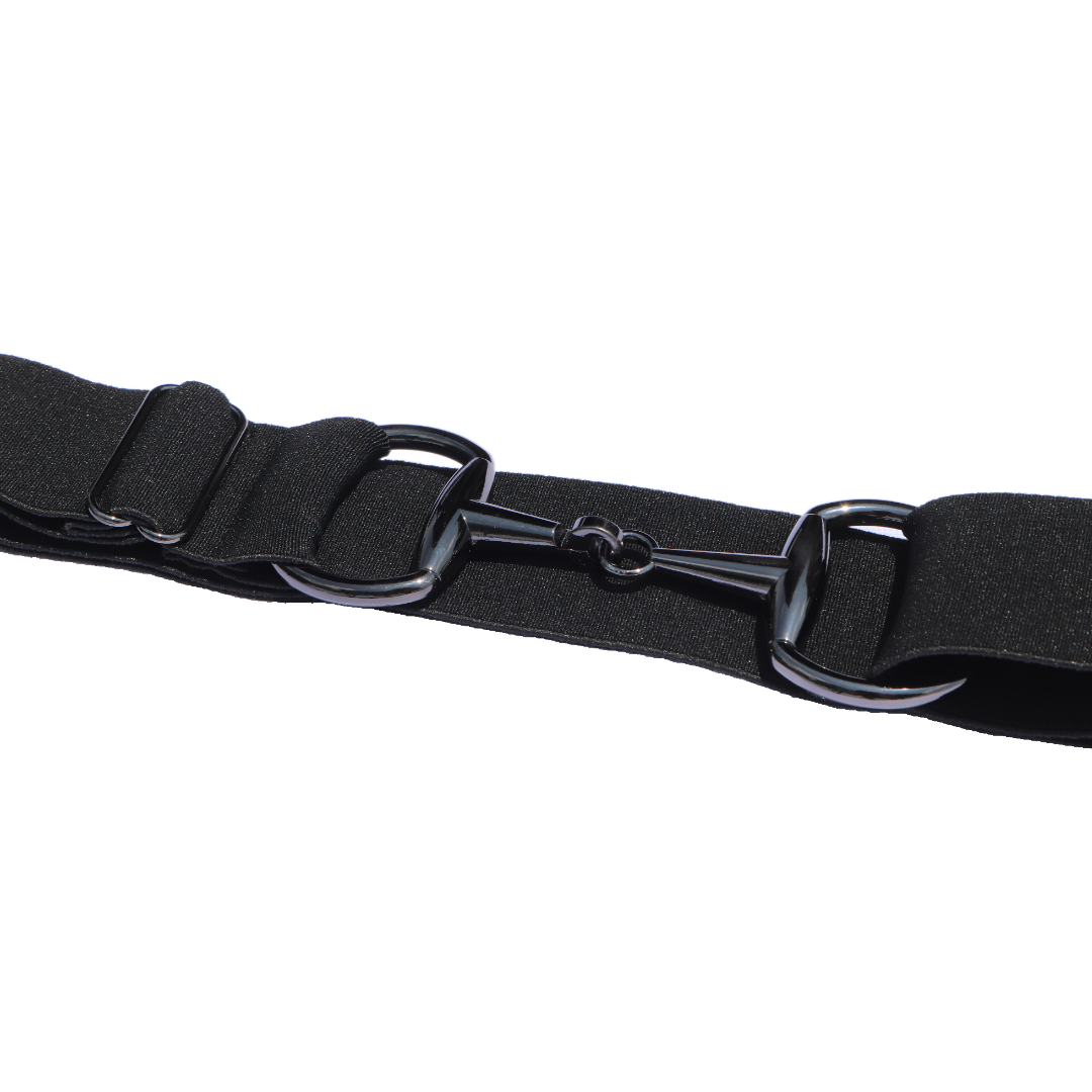 Black Comfort Fit Belt Black Snaffle Zoom | Divine Equestrian Affordable Elastic Riding Belts
