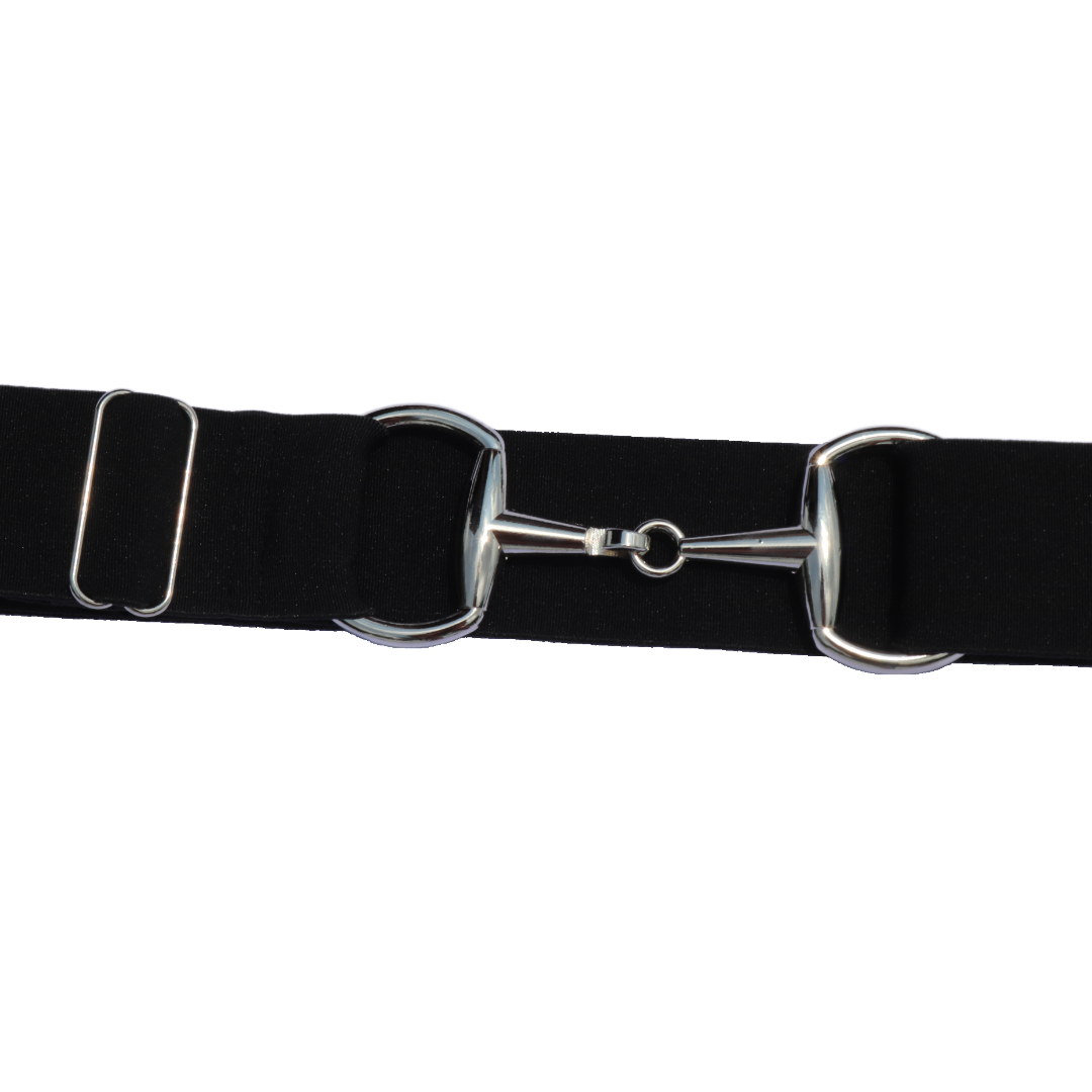 Black Comfort Fit Belt Silver Snaffle | Divine Equestrian Affordable Elastic Riding Belts