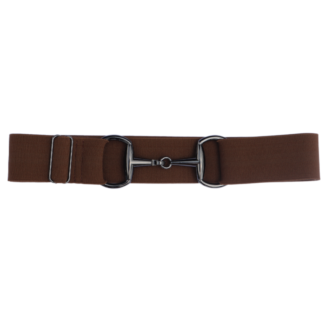 Brown Comfort Fit Belt Gunmetal Snaffle | Divine Equestrian Affordable Elastic Riding Belts