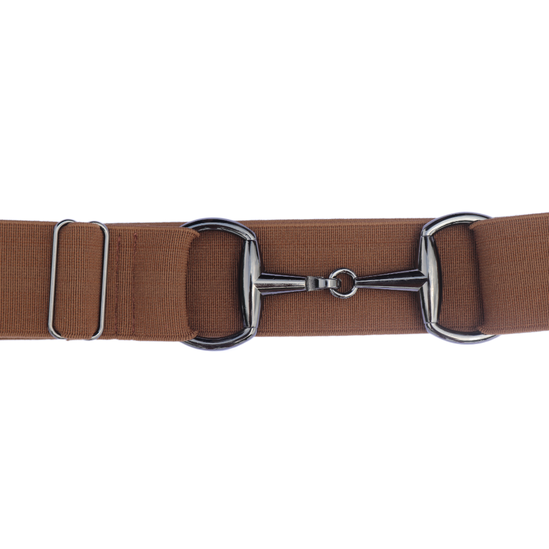 Brown Comfort Fit Belt Black Snaffle | Divine Equestrian Affordable Elastic Riding Belts