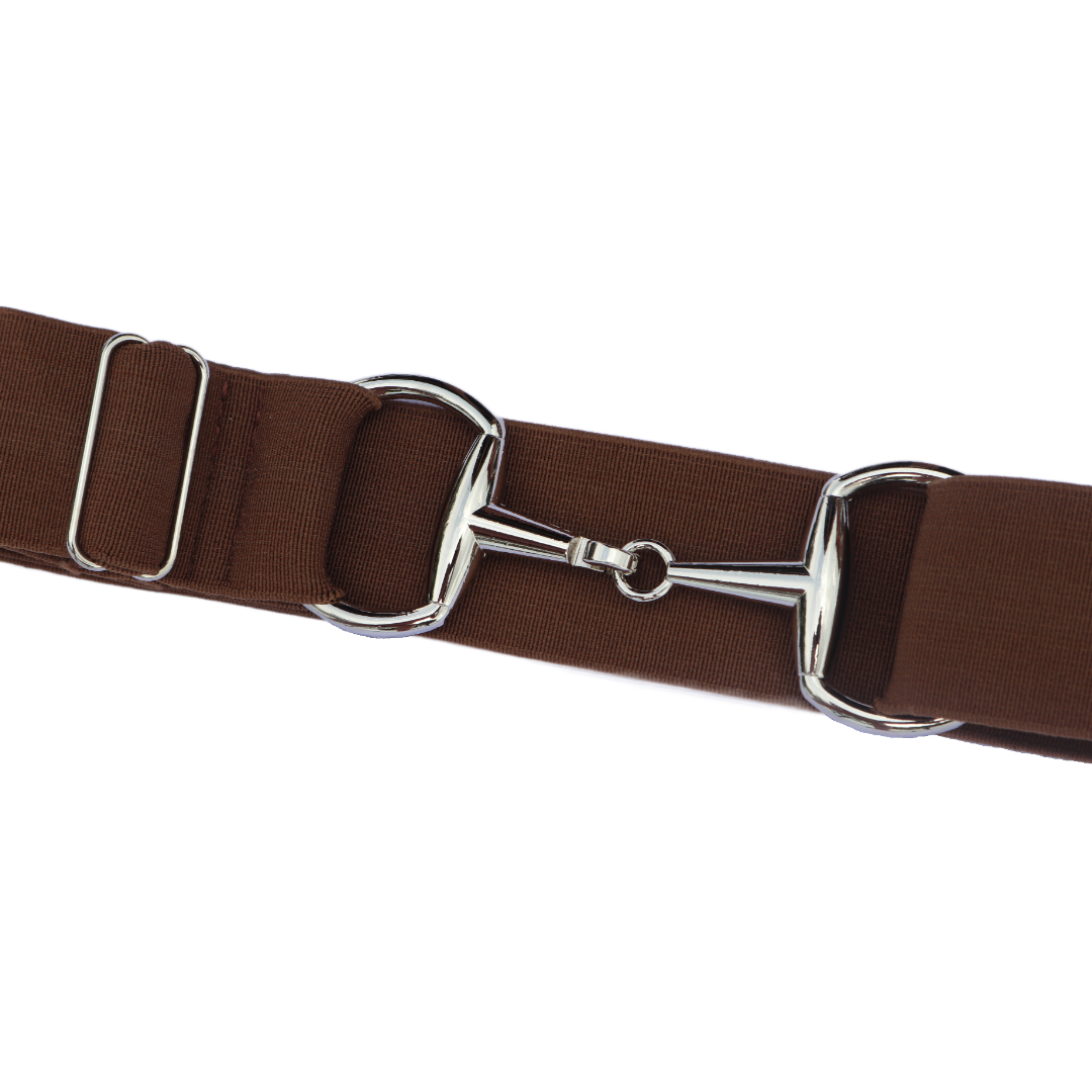 Brown Comfort Fit Belt Silver Snaffle | Divine Equestrian Affordable Elastic Riding Belts