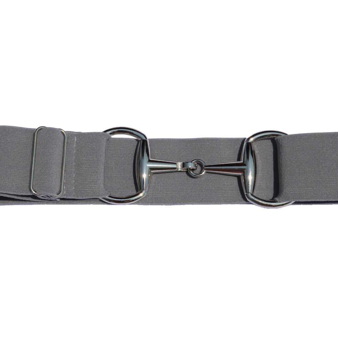 Gray Comfort Fit Belt Silver Snaffle | Divine Equestrian Affordable Elastic Riding Belts
