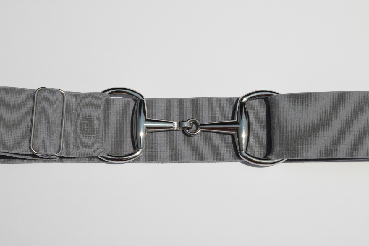 Gray Comfort Fit Belt Silver Snaffle | Divine Equestrian Affordable Elastic Riding Belts