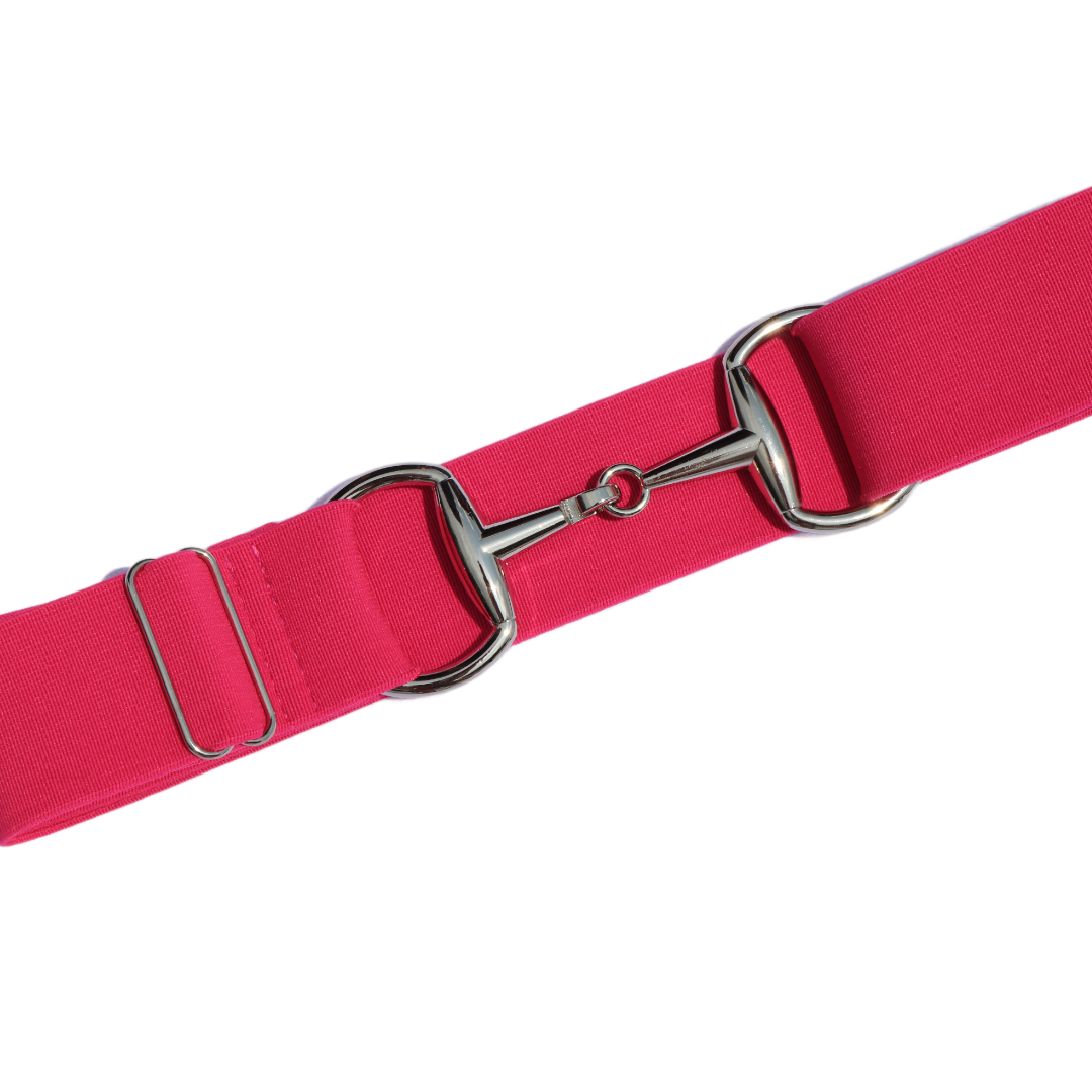 Pretty Pink Comfort Fit Belt Silver Snaffle | Divine Equestrian Affordable Elastic Riding Belts