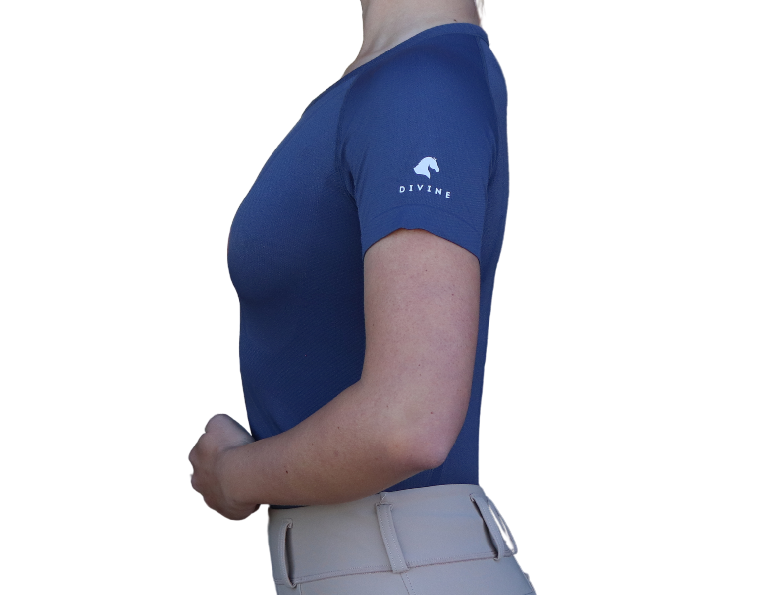 Navy Side | Divine Equestrian Affordable Short Sleeve Riding Shirts