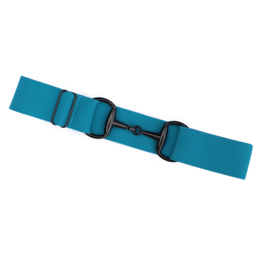 Turquoise Comfort Fit Belt Black Snaffle | Divine Equestrian Affordable Elastic Riding Belts