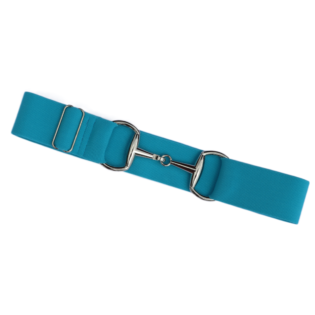 Turquoise Comfort Fit Belt Silver Snaffle | Divine Equestrian Affordable Elastic Riding Belts