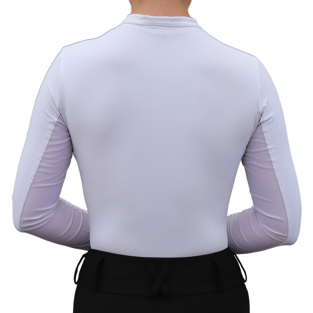 White Sweet Lady Sun Shirt Back | Divine Equestrian Affordable Women's Long Sleeve Riding Shirts