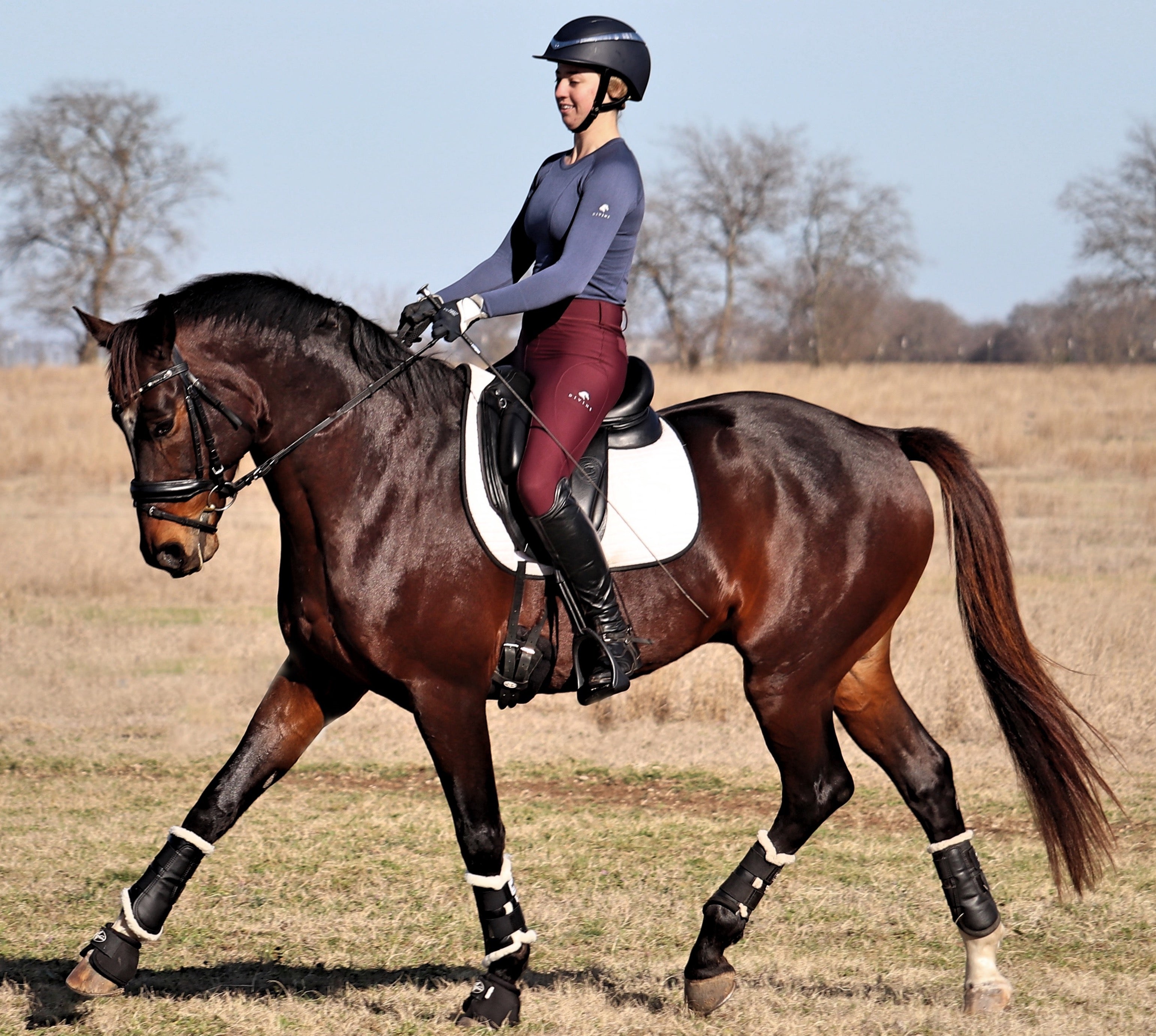 Burgundy Comfort Grip Leggings | Divine Equestrian Affordable Riding Pants