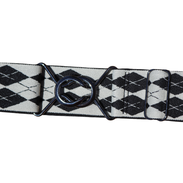 Snaffle Comfort Fit Belt - White and Black Argyle