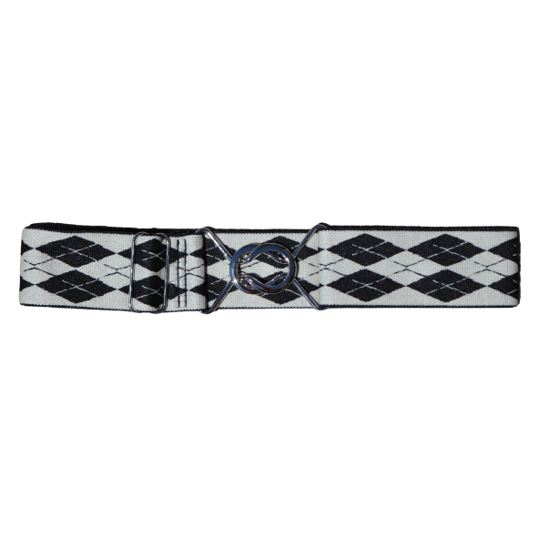 Snaffle Comfort Fit Belt - White and Black Argyle
