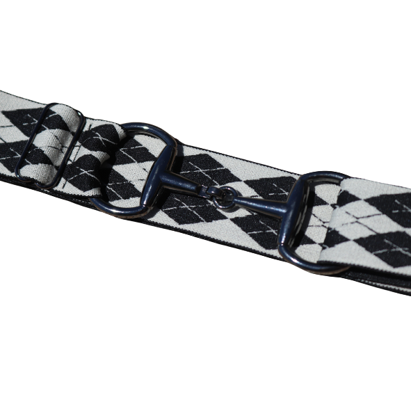 Snaffle Comfort Fit Belt - White and Black Argyle