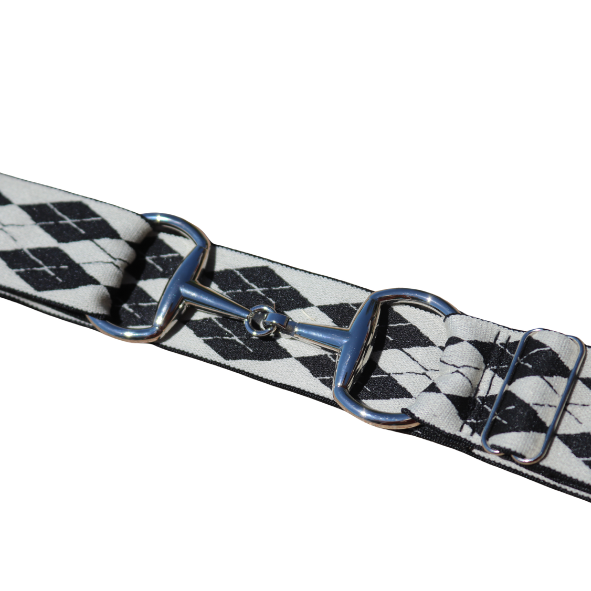 Snaffle Comfort Fit Belt - White and Black Argyle