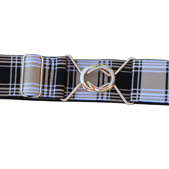 Snaffle Comfort Fit Belt - 1.5" Tan "Burberry" Plaid