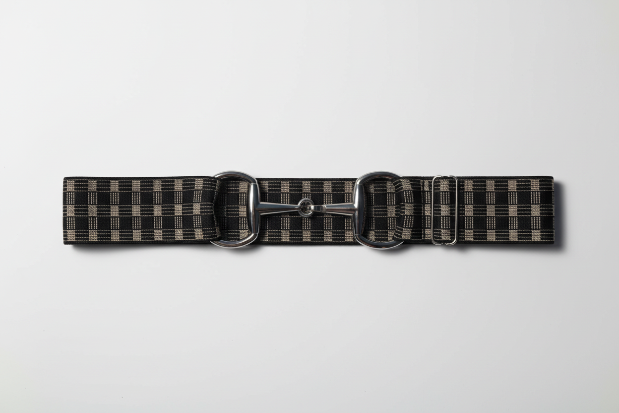 Black and White Checkered Comfort Fit Belt | Divine Equestrian Affordable Elastic Riding Belts
