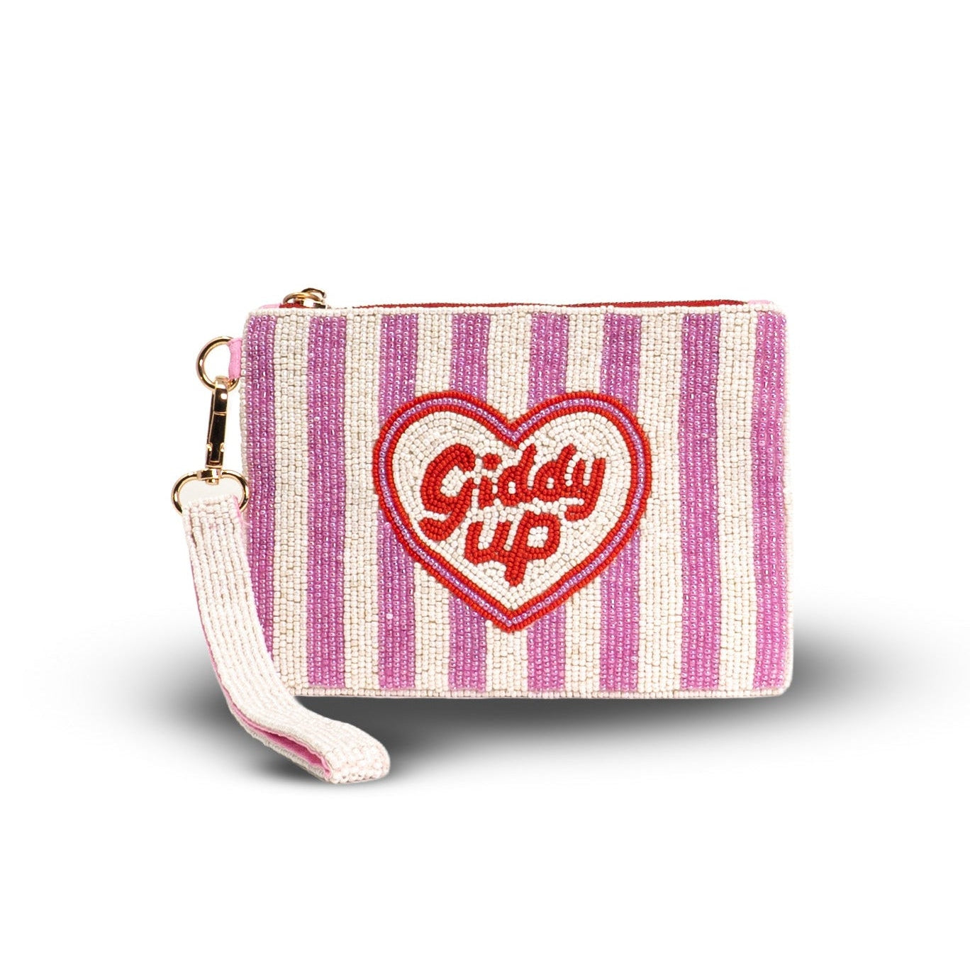 Giddy Up Heart Medium Beaded Pouch