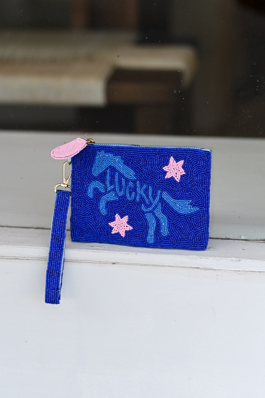 Lucky Horse Medium Beaded Pouch